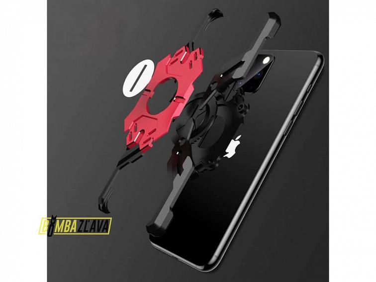 Luxusný spider hliníkový obal pre iphone - čierno-červený