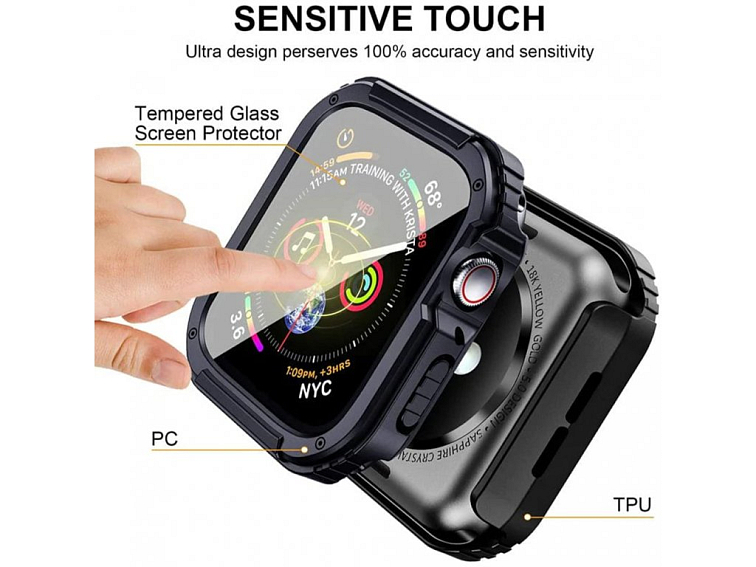 Lito Puzdro Watch Armor 360 + ochrana displeja - Apple Watch 1 / 2 / 3 (38 mm) - Modrá