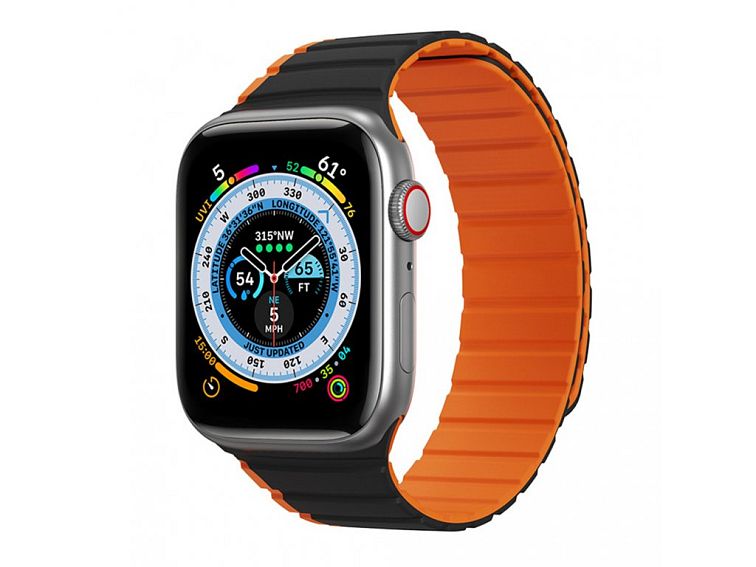 Dux Ducis LD Series remienok pre - Apple Watch 1/2/3/4/5/6/7/8/SE/SE 2 (38/40/41mm) - čierna / oranžová
