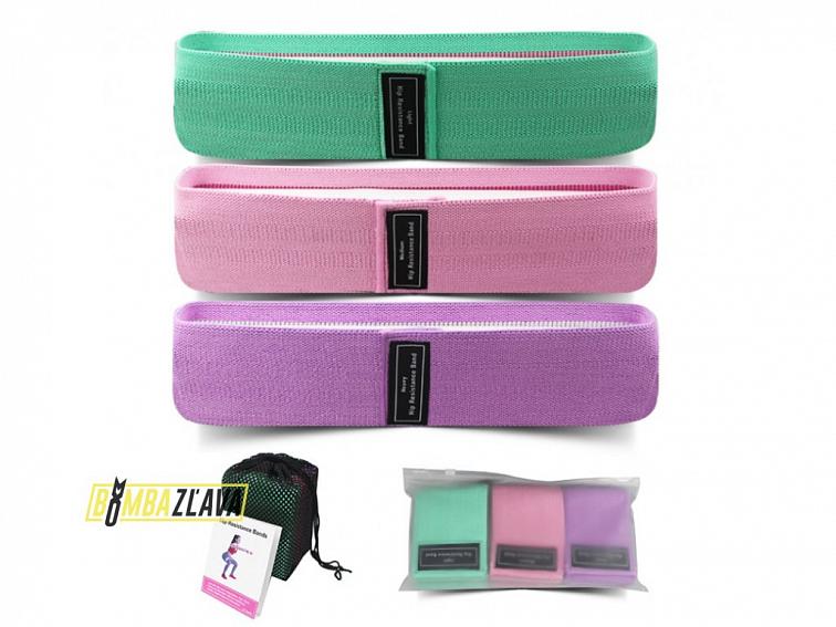 Látkové odporové gumy na cvičenie 3ks + vrecúško