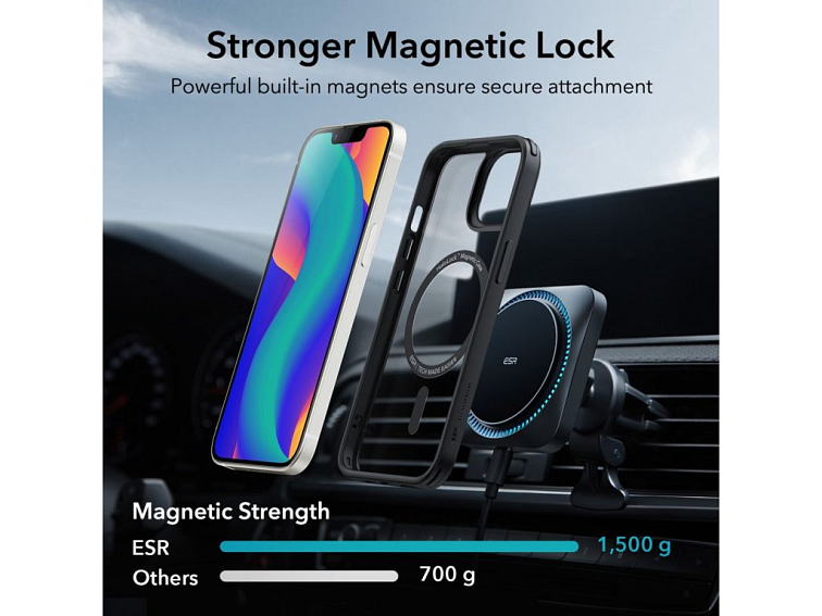 ESR MagSafe HaloLock obal na - iPhone 14 Plus - priehľadný čierny