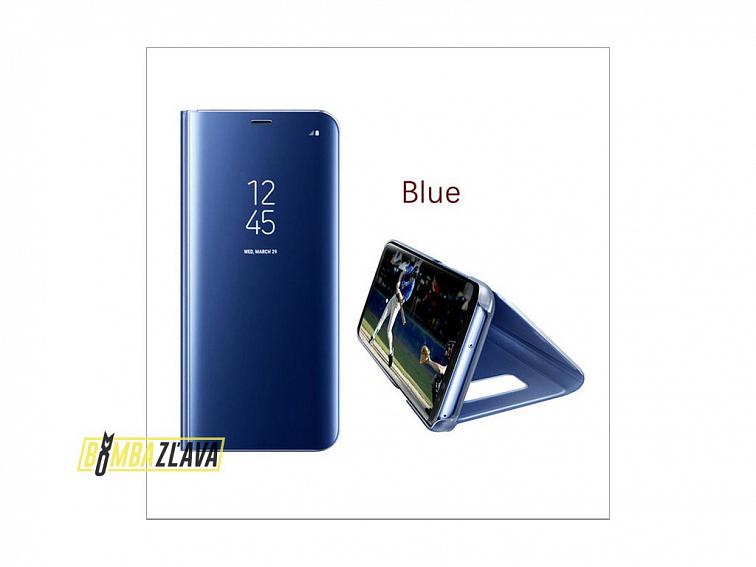 Zrkadlový silikónový otvárací obal pre Samsung - modrý