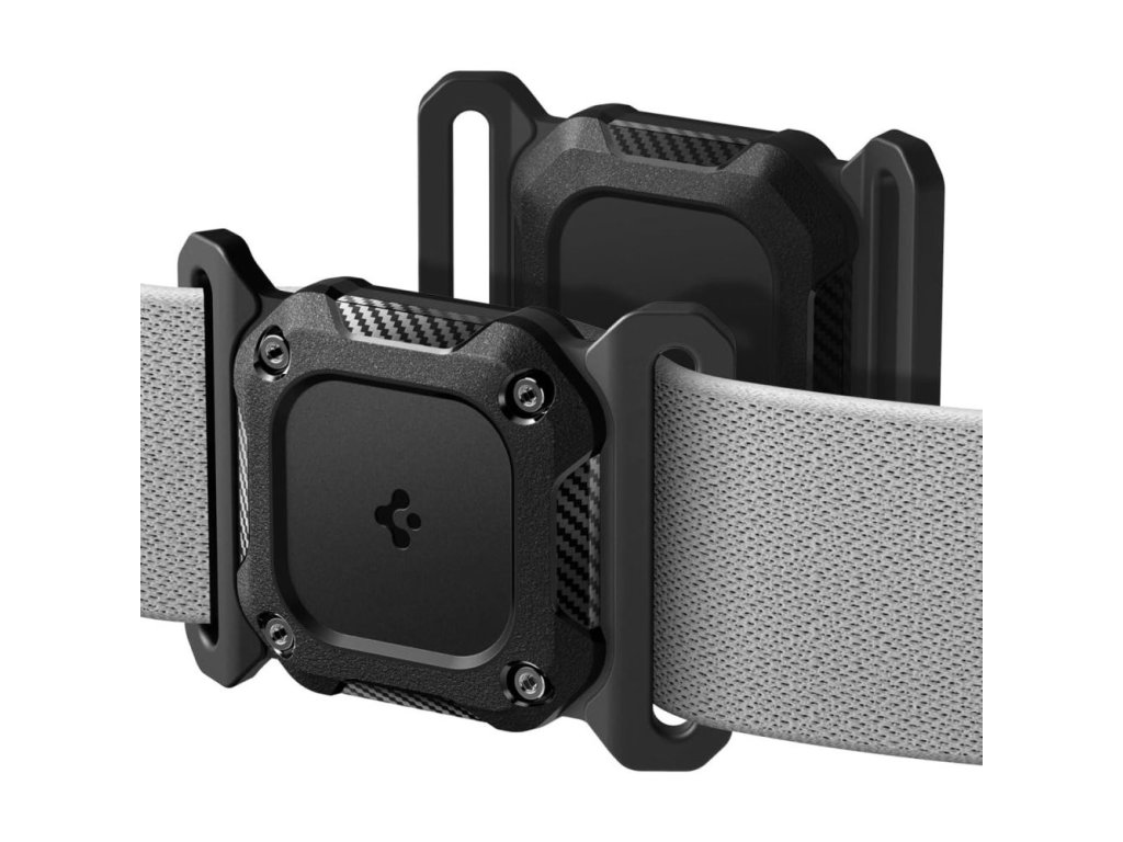 Spigen - Tough Armor Holder vodeodolný držiak pre Apple AirTag 1 / 2 na obojok (IP68, max. šírka 1.5") - čierny