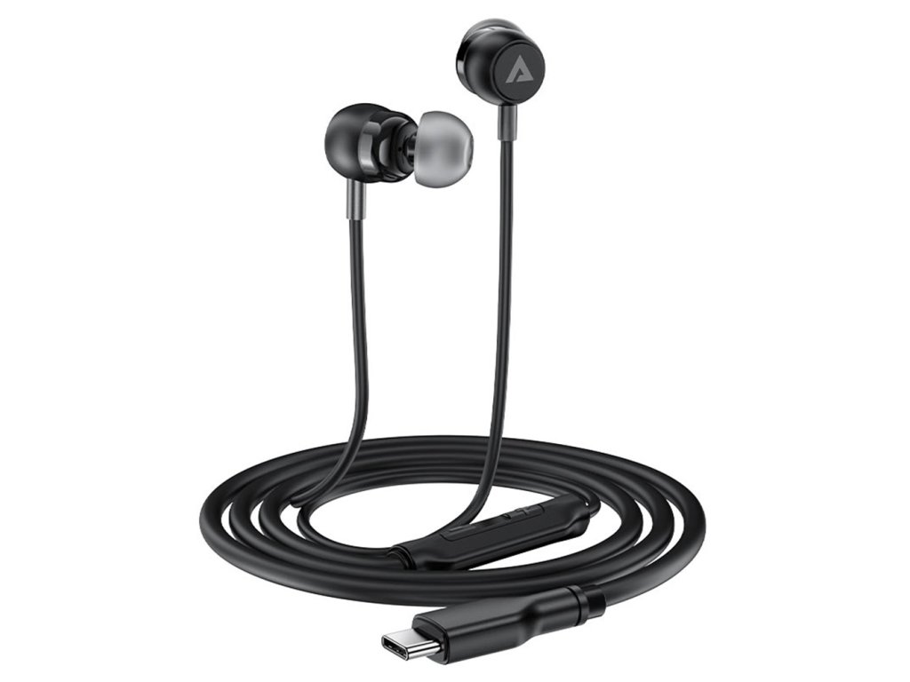 Acefast - Wired Earphones L8 káblové slúchadlá Type-C in-ear s mikrofónom, ovládaním, silikónové, flexibilné 1.2m - čierne