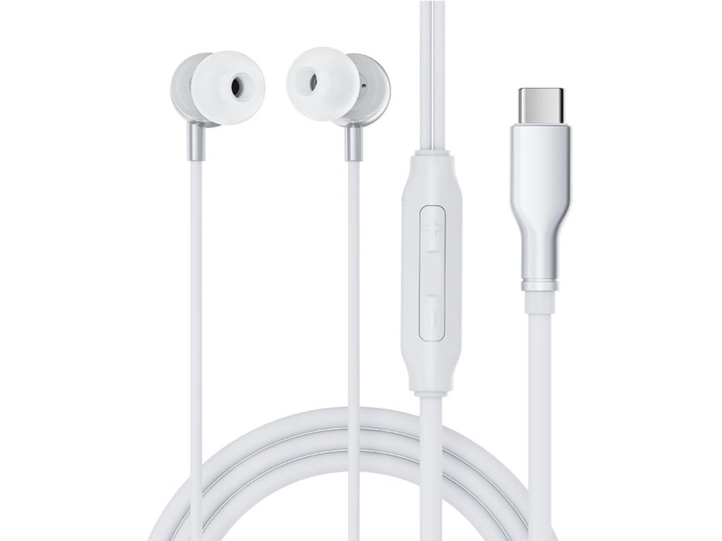 Acefast - Wired Earphones L8 káblové slúchadlá Type-C in-ear s mikrofónom, ovládaním, silikónové, flexibilné 1.2m - sivé