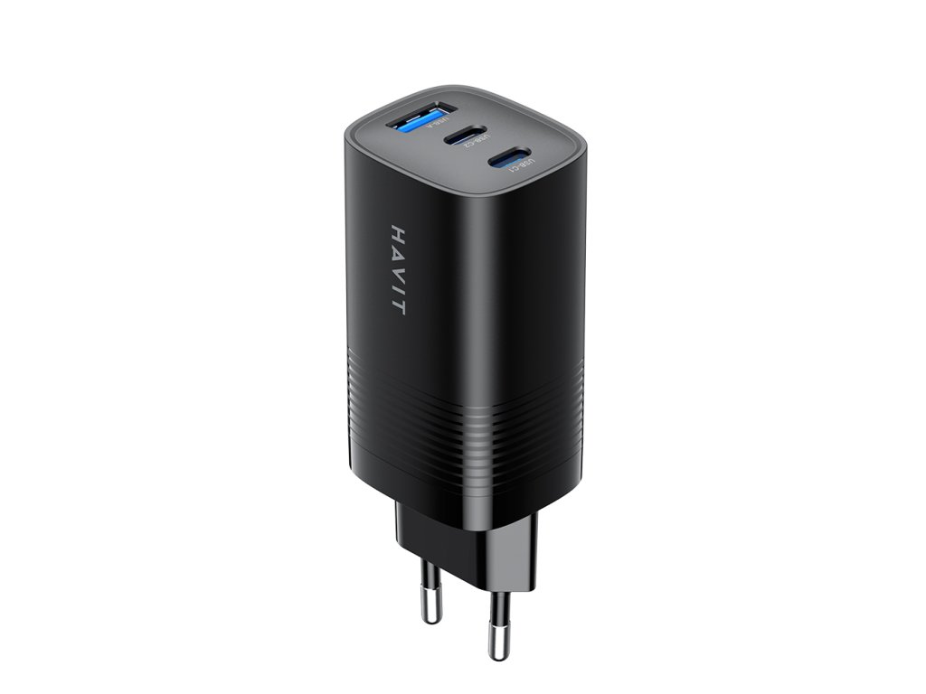 Havit - Wall Charger (UC20 EU) - 2x Type-C, USB, GaN, 65W, Fast Charging - Black