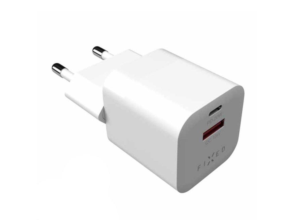 Fixed - Wall Charger Mini (FIXC20M-CU-WH) - Fast Charging, USB, Type-C, PD3.0, QC3.0, for Travel, 20W - White