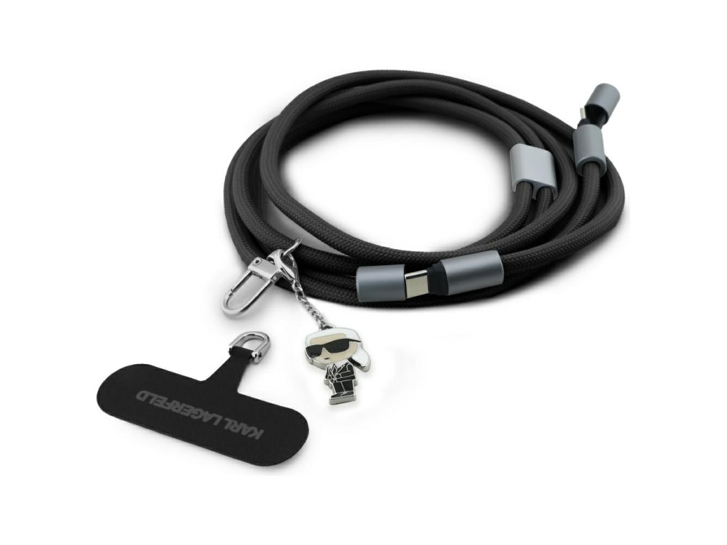 Karl Lagerfeld - Data Cable Ikonik Charm (KLCCUCNMSCKIK) - Type-C to Type-C, Universal - Black
