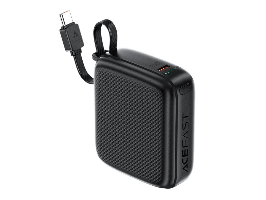 Acefast - Power Bank (M15-10000) - with Type-C Cable + Port, 10000mAh, 38.5Wh, PD20W, LED Indicator - Black