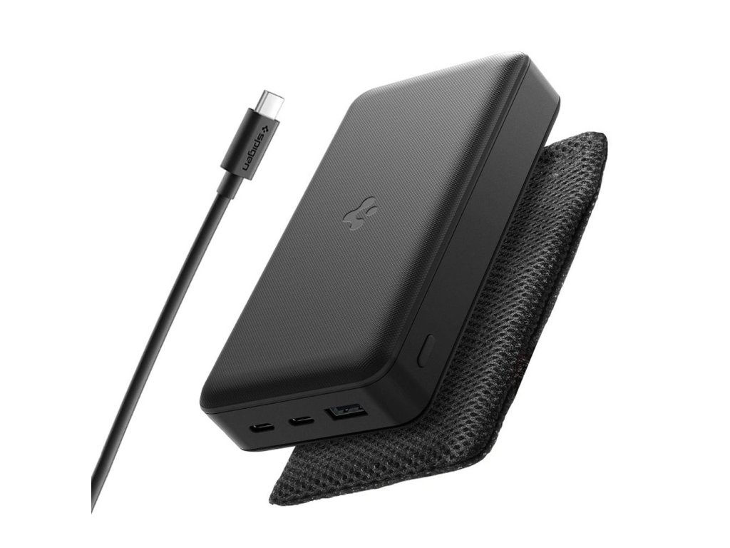 Spigen - Power Bank (EA3020) - Fast Charge, USB, 2x Type-C, Slim Design, Quantum Boost, 20000mAh, 30W - Black