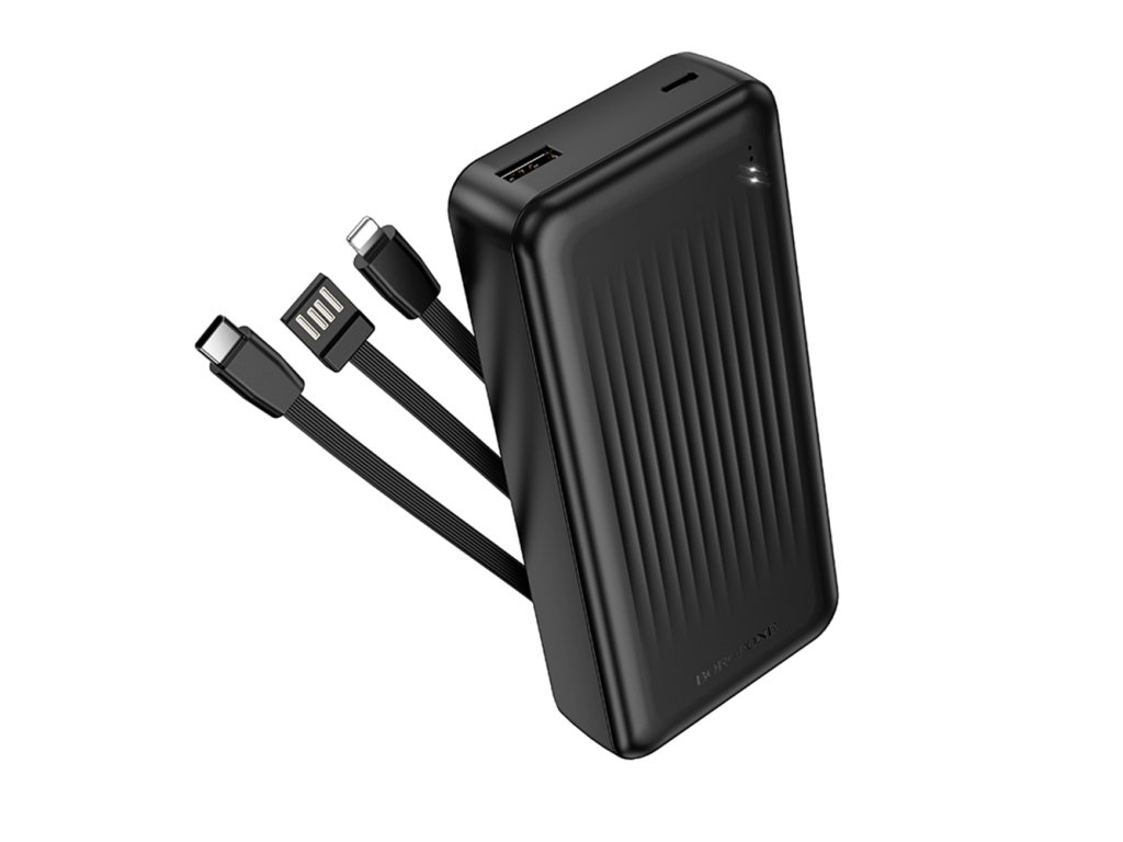 Borofone - Power Bank (BJ79A) - with USB-C, USB, Lightning Cables, USB, Type-C, LED Indicator, 20000mAh - Black