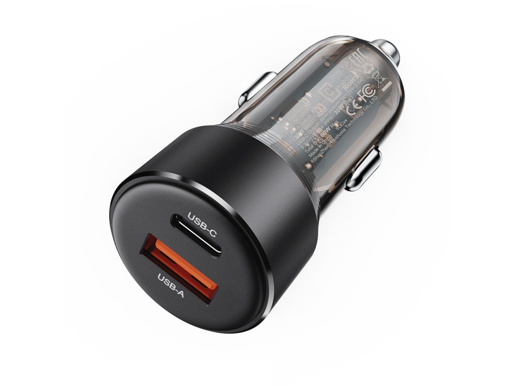 Acefast - Car Charger (B12) - Dual-port, Type-C, USB, Dual Fast Charging, 60W - Black