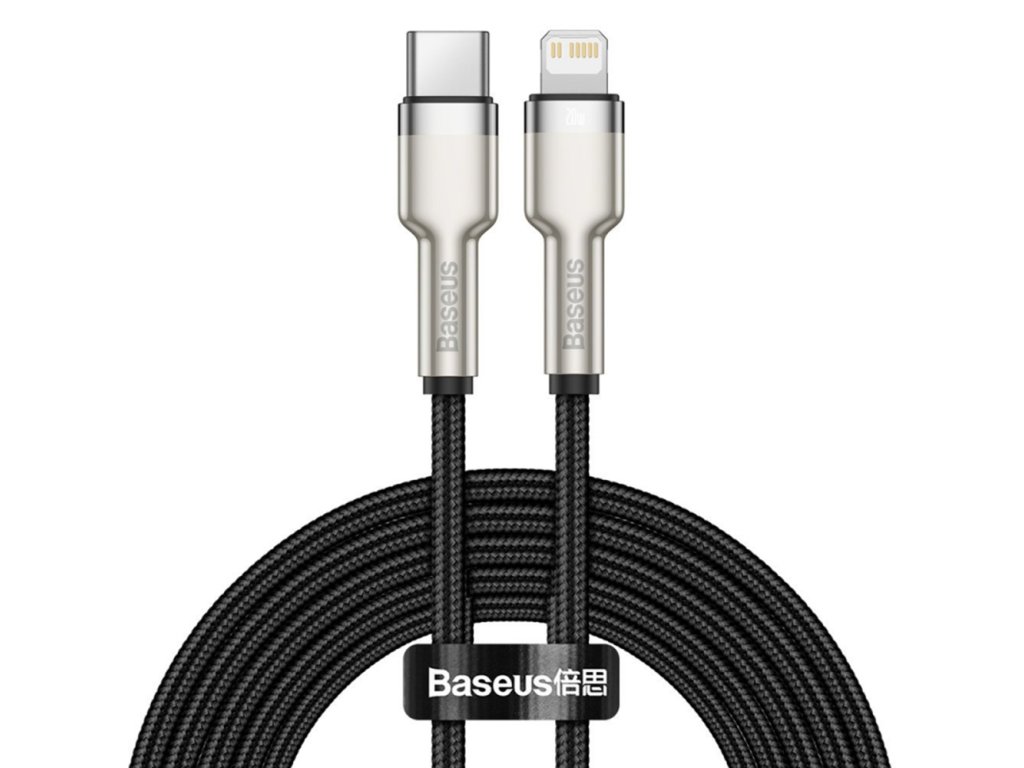 Baseus Dátový Kábel Cafule Series Metal (CATLJK-B01) - Type-C na Lightning, 20W, 2 m - Čierna