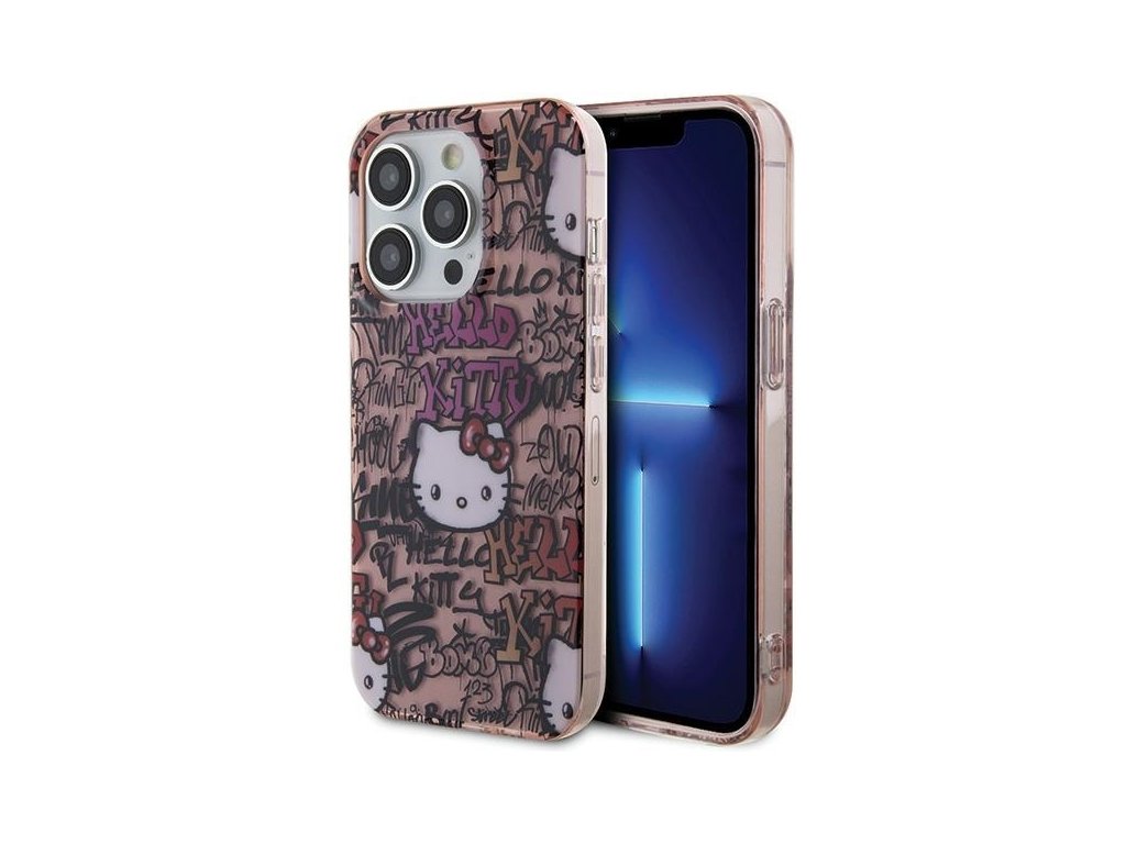 Hello Kitty Hardcase IML Tags Graffiti kryt na iPhone 15 Pro – ružový