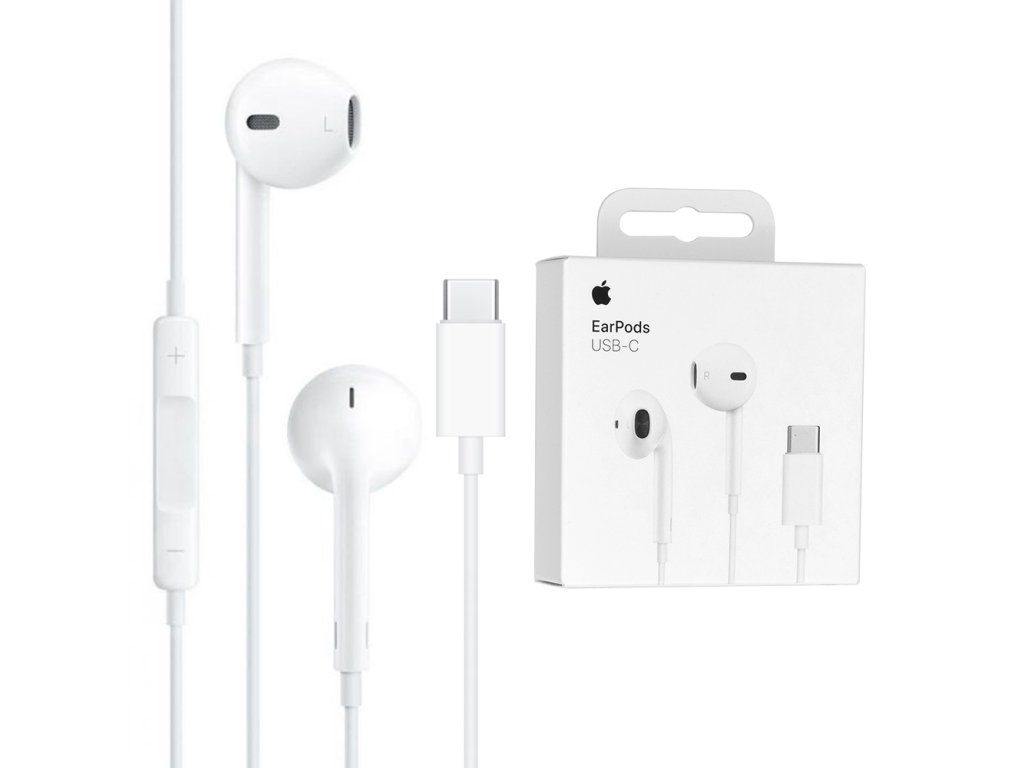 Apple originálne slúchadlá A3046 (MYQY3ZM/A) – drôtové, USB-C, mikrofón, blister, biele