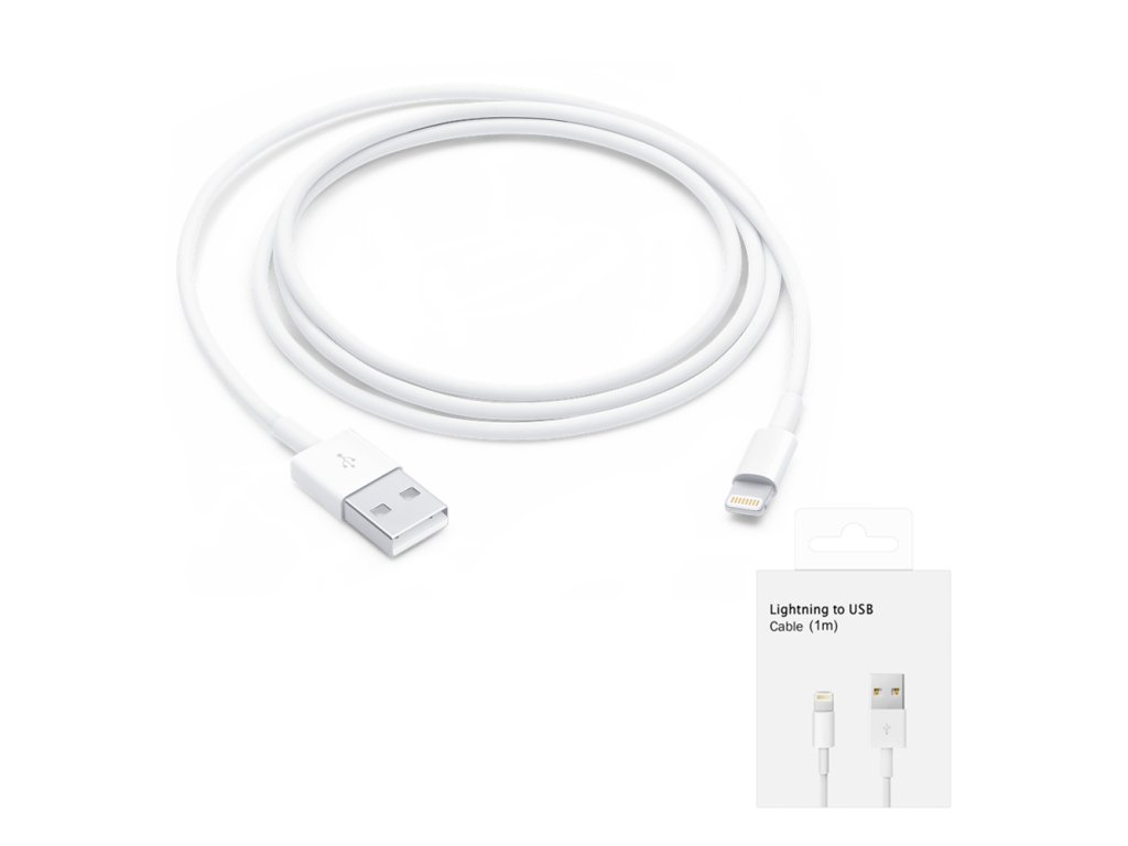 Apple – originálny dátový kábel USB-A na Lightning, 1 m – biely (blister balenie)
