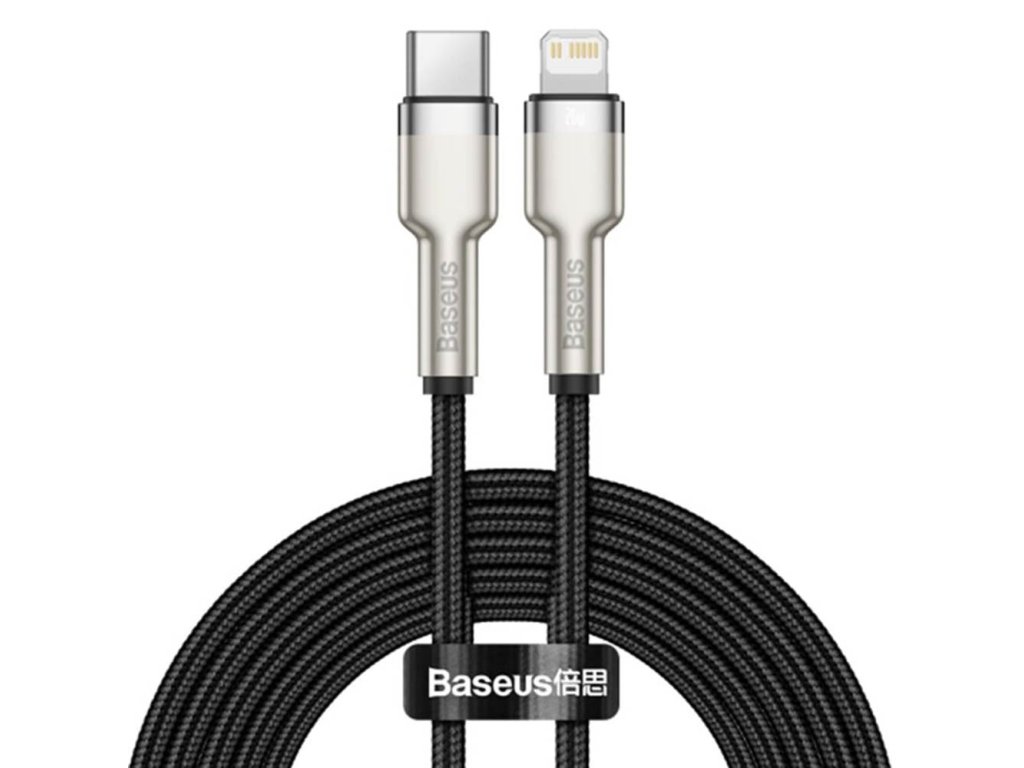 Baseus - Data Cable Cafule Series Metal (CATLJK-A01) - Type-C to Lightning, Fast Charging PD20W, 480Mbps, 2.4A, 1m - Black