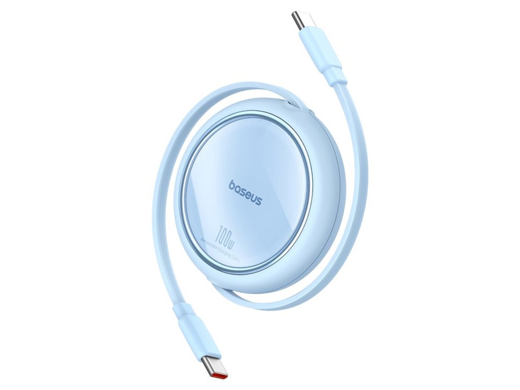 Baseus – mini navíjací dátový kábel Free2Draw Type-C na Type-C, 100 W, 1 m – modrý (Galaxy Blue)