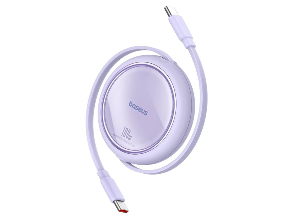 Baseus - Data Cable Free2Draw Mini (P10364500511-00) - Type-C to Type-C, 100W, 1m, Retractable - Nebula Purple