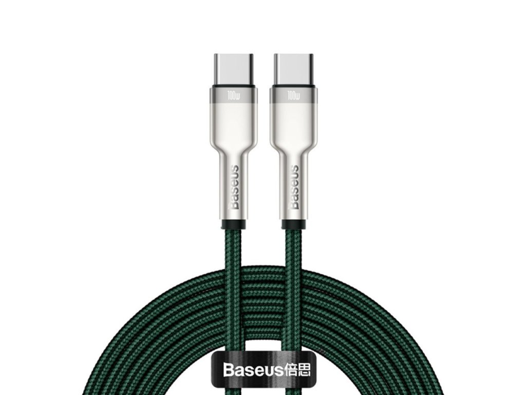 Baseus - Data Cable Cafule Series Metal (CATJK-D06) - Type-C to Type-C, Super Fast Charge, 100W, 480Mbps, 20V, 5A, 2m - Green