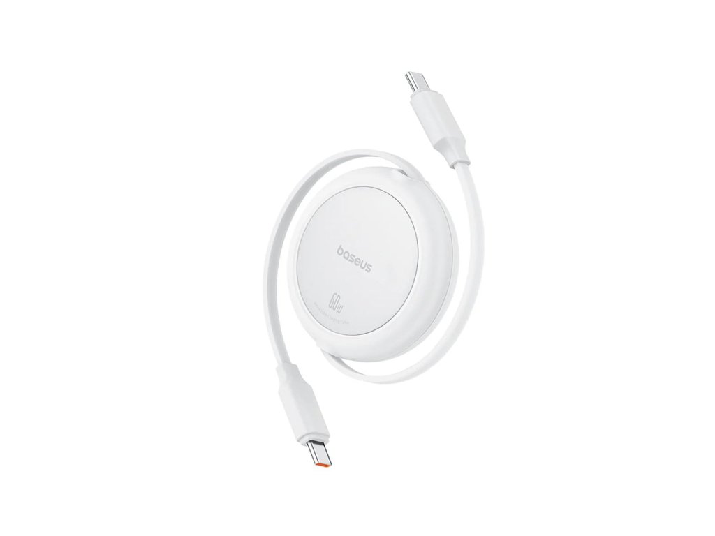 Baseus - Data Cable Free2Pull Mini (P10364500211-01) - Type-C to Type-C, 60W, 1m, Retractable - Moon White