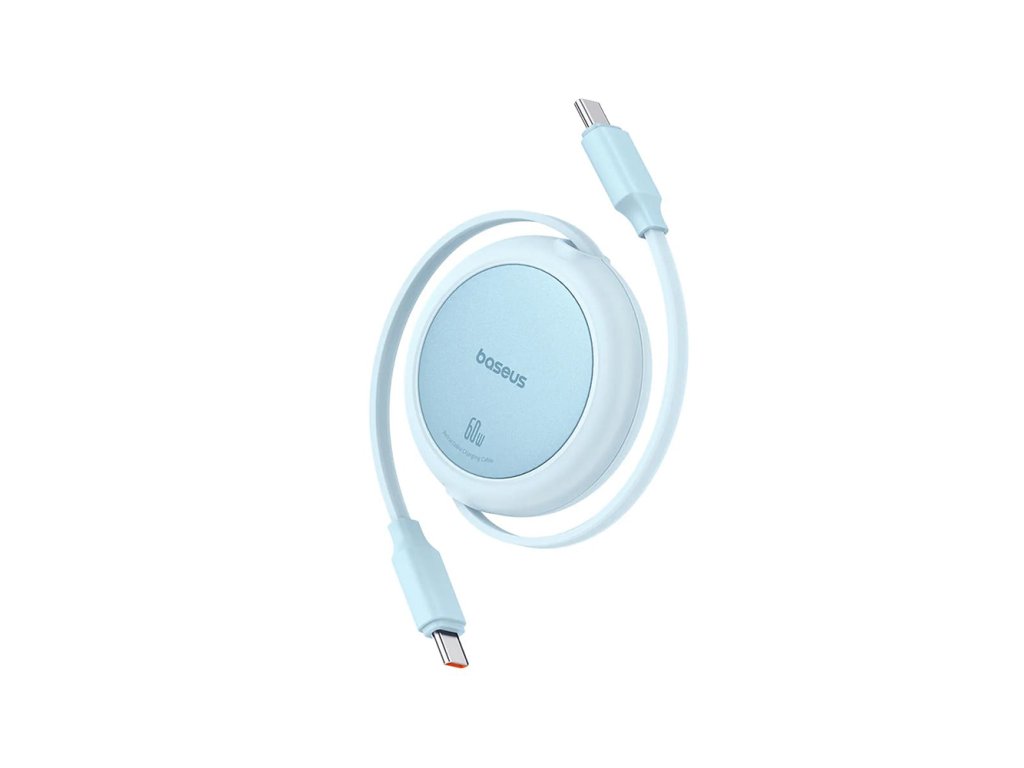 Baseus - Data Cable Free2Pull Mini (P10364500311-01) - Type-C to Type-C, 60W, 1m, Retractable - Galaxy Blue