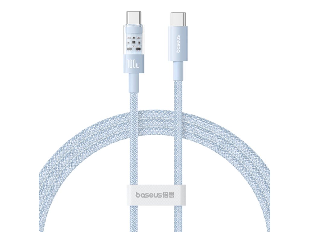 Baseus – dátový kábel Gem Type-C na Type-C, super rýchle nabíjanie 100 W, 1 m – modrý (Galaxy Blue)
