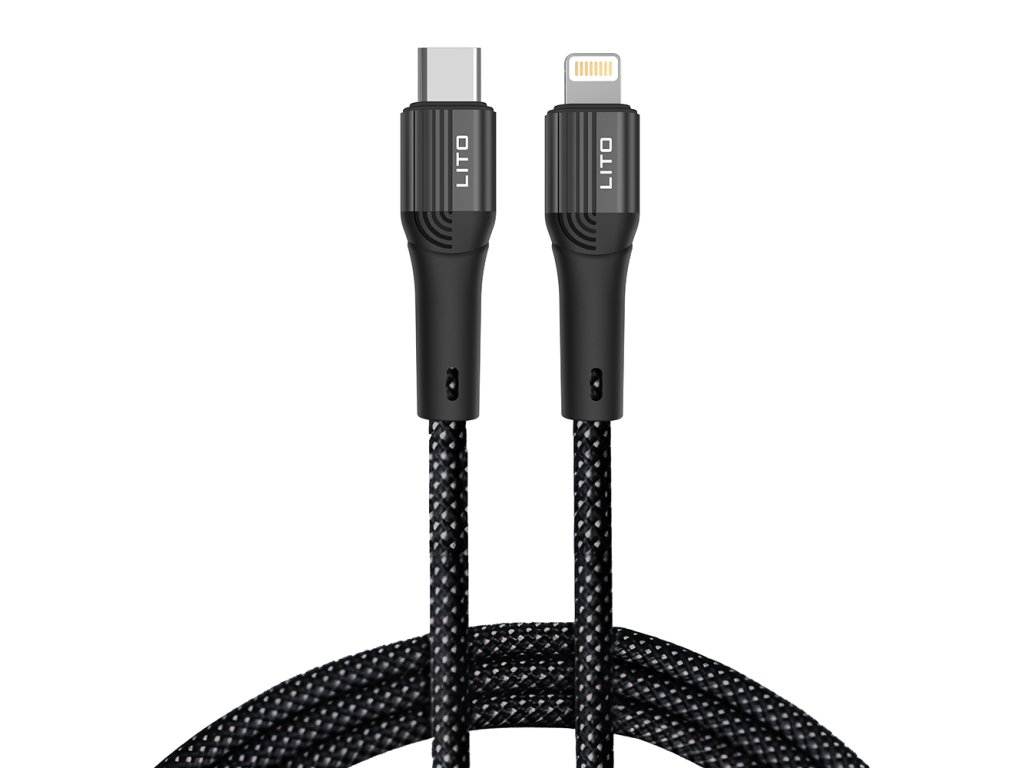 Lito - Data Cable (LD14) - Type-C to Lightning Fast Charging 60W, 480Mbps, Nylon, 1m - Black