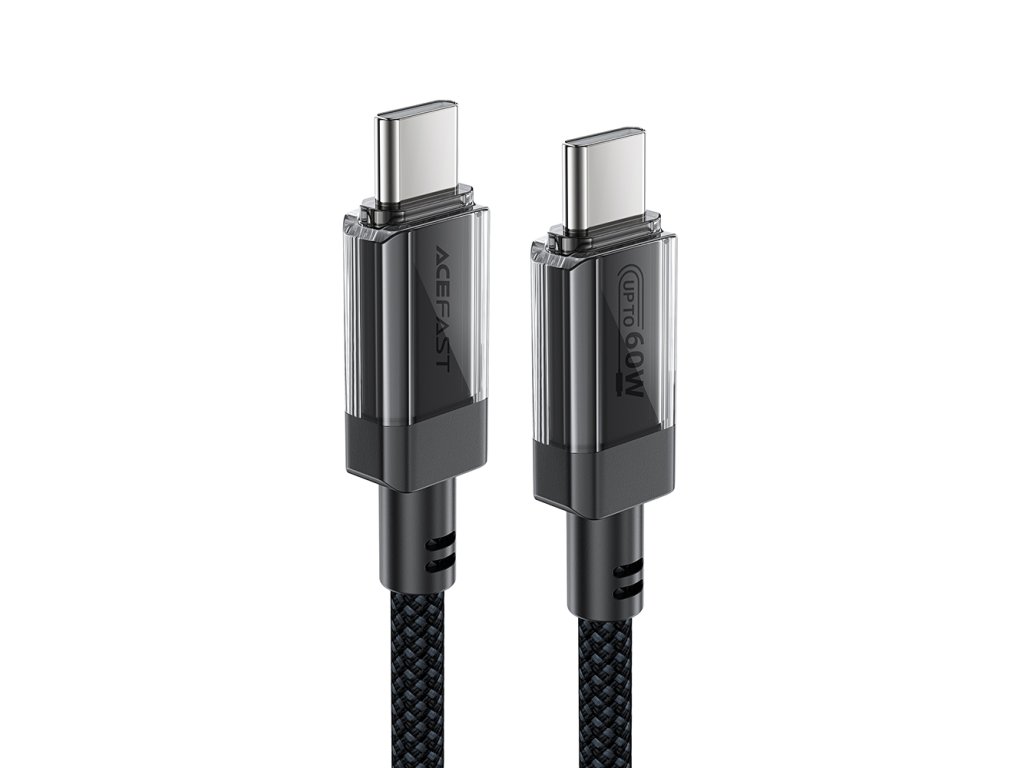 Acefast - Data Cable (C12-03) - Type-C to Type-C, 60W, High-Speed Charging, 1.2m - Black