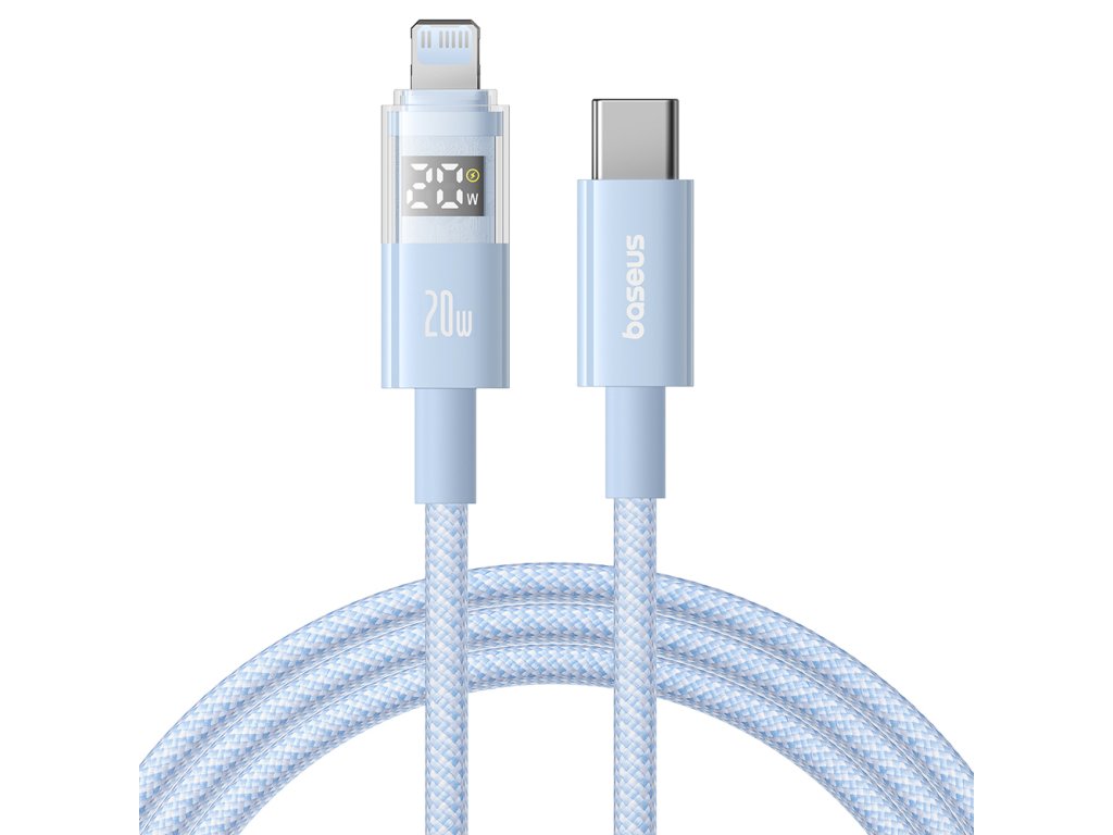 Baseus - Data Cable Display 2 (P10382703311-00) - Fast Charging, Type-C to Lightning, Digital Display, 20W, 1m - Galaxy Blue