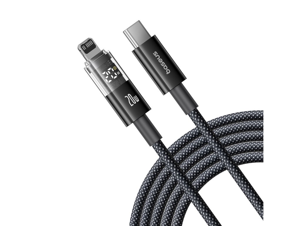 Baseus - Data Cable Display 2 (P10382703121-01) - Fast Charging, Type-C to Lightning, Digital Display, 20W, 2m - Cosmic Black