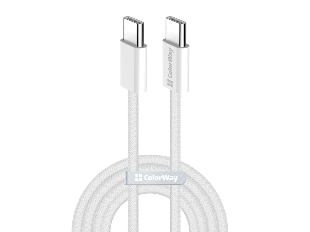 ColorWay - Data Cable (CW-CBPDCC061-GR) - for MacBook Pro, Type-C to Type-C, PD Fast Charging 60W, 3A, Nylon, 1m - Gray