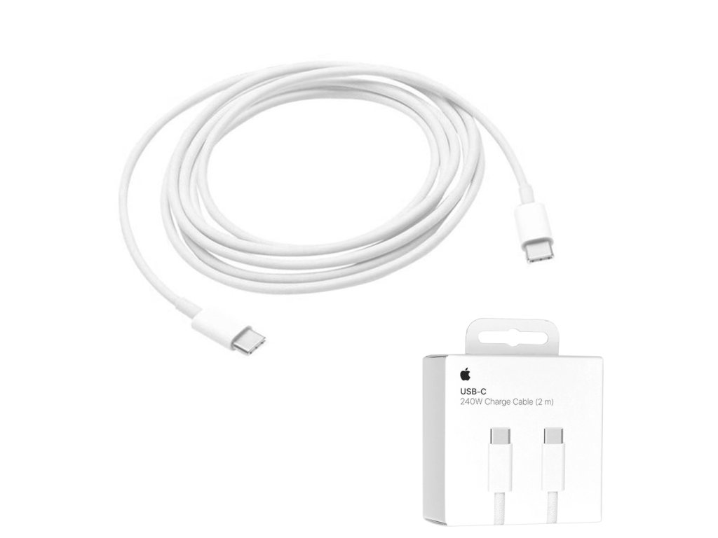 Apple - Originálny dátový kábel A2794, USB-C na USB-C, 2 m, 240 W, balenie blister - biely