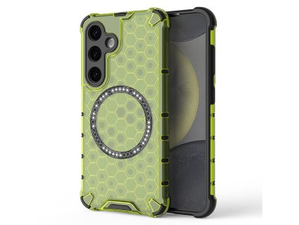 Techsuit - HoneyComb Shield MagSafe ochranný obal na Samsung Galaxy S25 - limetkovo zelený