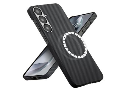Techsuit - Aramid Fiber MagSafe ochranný obal na Samsung Galaxy S25 - čierne