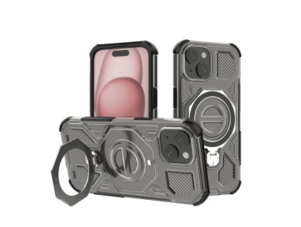 Techsuit - Carbon Shield PRO ochranný obal na iPhone 15 - dymovo čierne