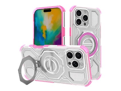 Techsuit - Carbon Shield PRO ochranný obal na iPhone 16 Pro Max - ružové priehľadné