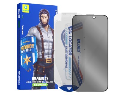 Blueo - Anti-Peep Privacy ochranné sklo s aplikátorom Pro pre iPhone 16 Pro Max - čierna