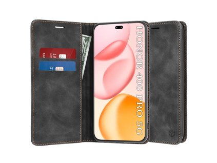 Techsuit – Confy Cover knižkové puzdro na Honor 400 Pro – čierne