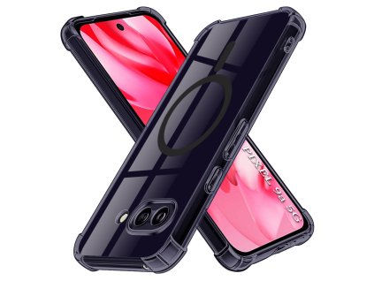 Techsuit – Shockproof Clear Silicone MagSafe odolný priehľadný silikónový obal na Google Pixel 9a – dymovo čierny