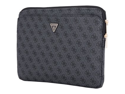 Guess – Computer Sleeve 4G Triangle Logo puzdro na notebook/tablet 14", so zipsom, vreckom, z ekokože – čierne