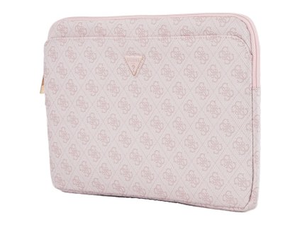 Guess – Computer Sleeve 4G Triangle Logo puzdro na notebook/tablet 14", so zipsom, vreckom, z ekokože – ružové