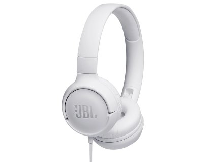 JBL – Tune 500 káblové slúchadlá s funkciou Pure Bass, skladací dizajn, 3,5 mm jack – biele