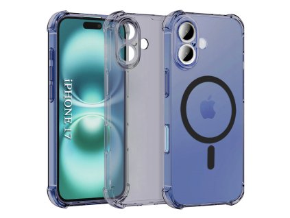 Techsuit – Shockproof Clear Silicone MagSafe obal na iPhone 17 – dymovo čierny