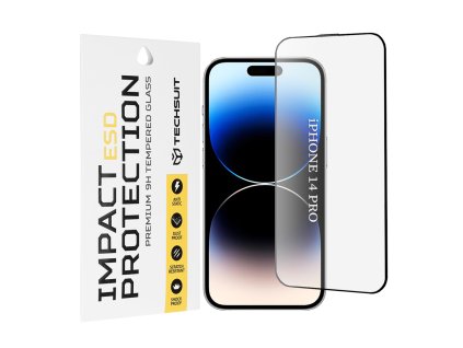 Techsuit – ESD ochranné tvrdené sklo na iPhone 14 Pro – čierne