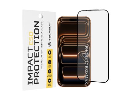 Techsuit – ESD ochranné tvrdené sklo na iPhone 17 Pro Max – čierne