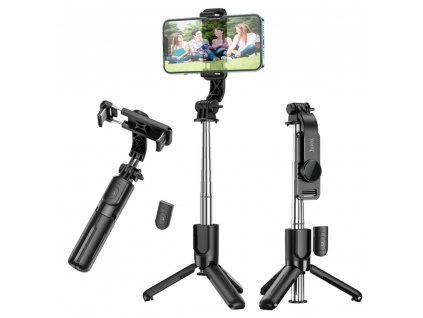 Hoco Selfie tyč Figure (K17) - Bluetooth diaľkové ovládanie a držiak na statív - čierna