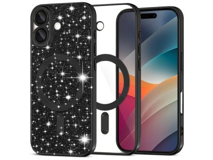 Techsuit - Luxury Glitter MagSafe ochranný obal na iPhone 17 – čierny