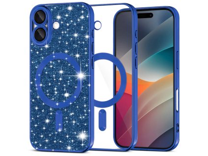 Techsuit - Luxury Glitter MagSafe ochranný obal na iPhone 17 – tmavomodrý