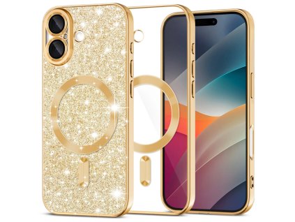 Techsuit - Luxury Glitter MagSafe ochranný obal na iPhone 17 – zlatý